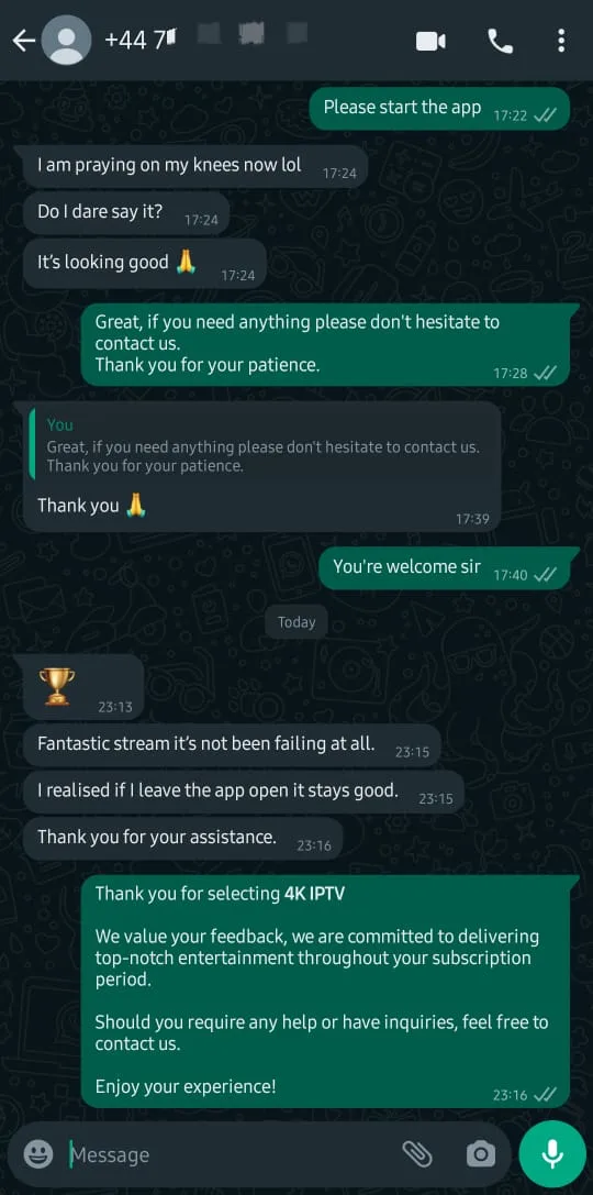 4KSmart IPTV - High-quality IPTV streaming testimonial